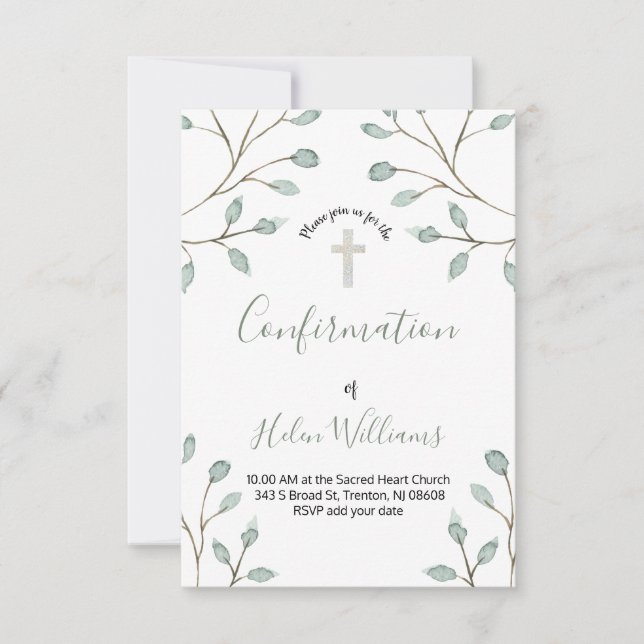 Bekräftelse av trädelsens vattenfärgsdekor inbjudningar (Framsida)