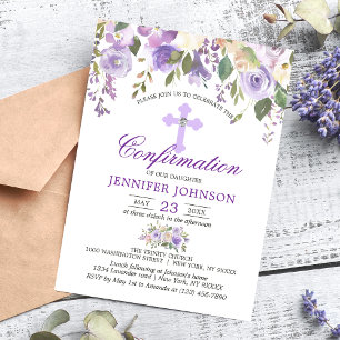 Bekräftelse av vattenfärgsBlommigt Lavender Lila Inbjudningar