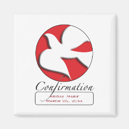 Bekräftelse av vit duva på Röd cirkel Magnet