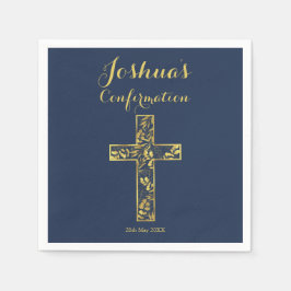 Bekräftelse: Blåblöjor vid namn vid guld vid kor Pappersservett