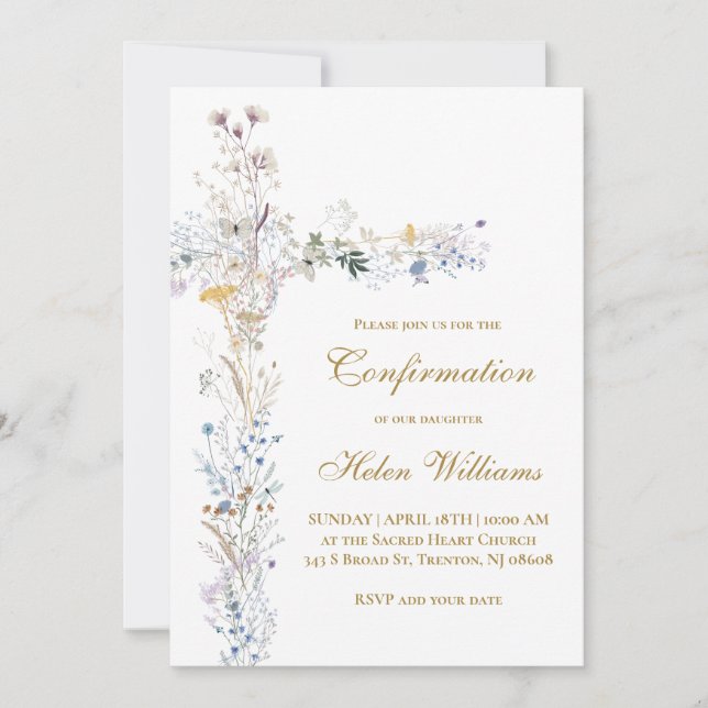 Bekräftelse blommigt kor inbjudningar (Framsida)