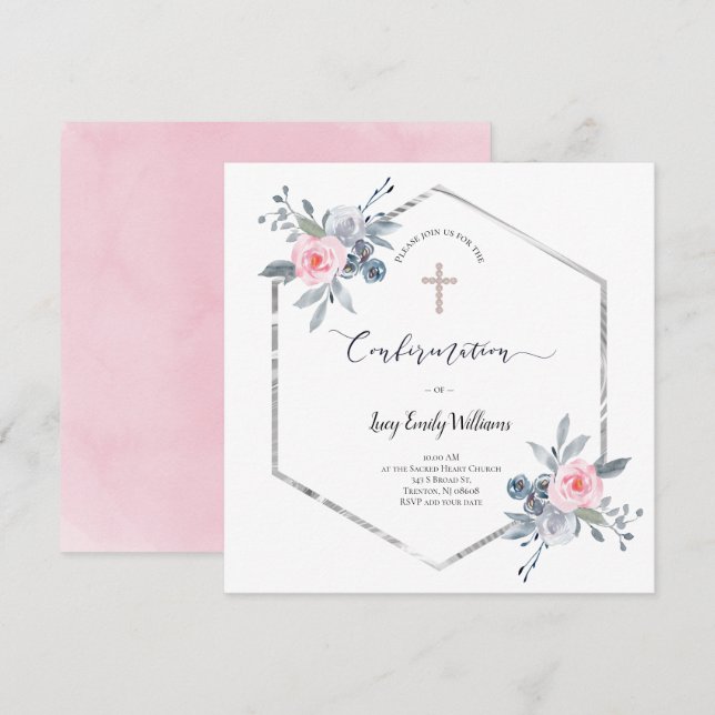 Bekräftelse blommigt ram inbjudningar (Fram/baksida)