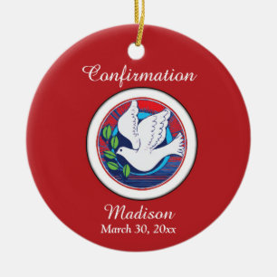 Bekräftelse, Dove Colorful, Round Ornament
