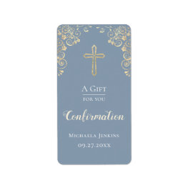 Bekräftelse Dusty Blue Guld Hand Sanitizer Adressetikett