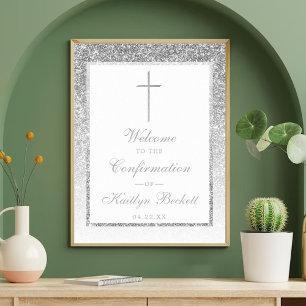 Bekräftelse eller abaptism vid elegant Glitter Poster