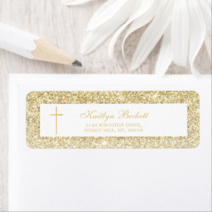 Bekräftelse eller abaptism vid elegant Glitter Returadress Etikett