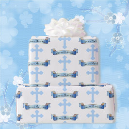 Bekräftelse eller baptism Boy's Namn Blue Kor Presentpapper