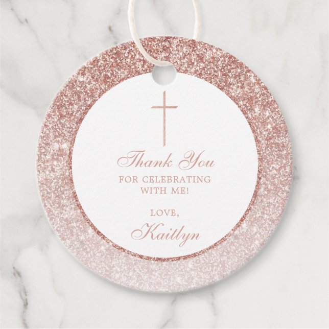 Bekräftelse eller baptism vid elegant Guld Glitter Gåvor Etiketter (Framsida)