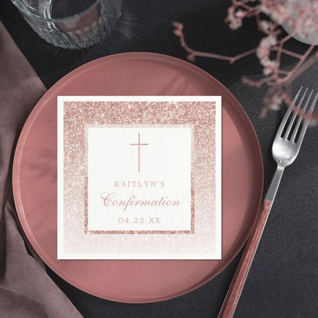 Bekräftelse eller baptism vid elegant Guld Glitter Pappersservett (Skapare uppladdad)