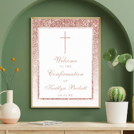 Bekräftelse eller baptism vid elegant Guld Glitter Poster