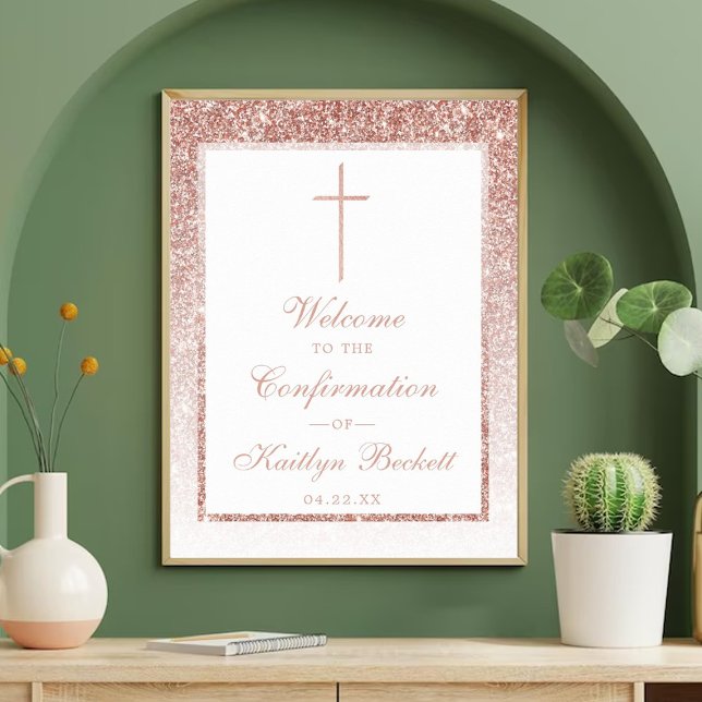 Bekräftelse eller baptism vid elegant Guld Glitter Poster (Skapare uppladdad)