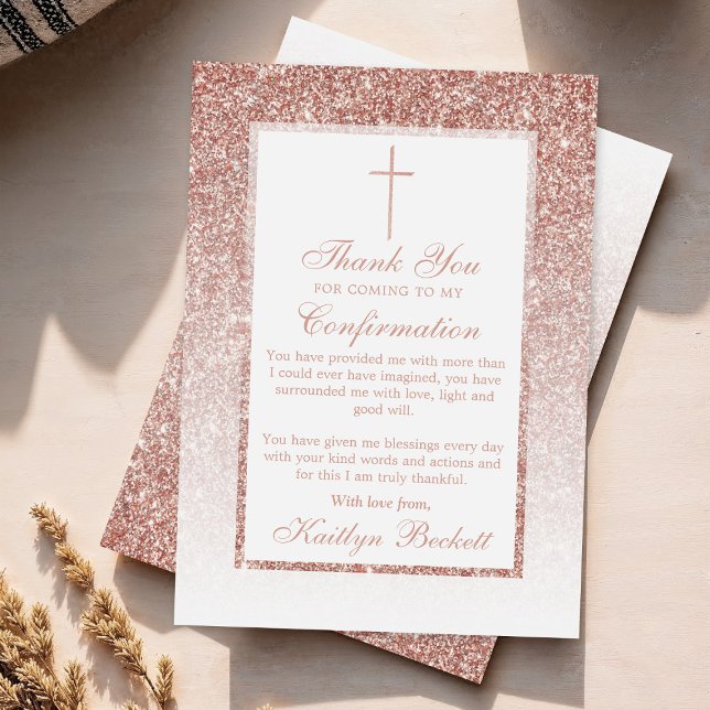 Bekräftelse eller baptism vid elegant Guld Glitter Tack Kort (Skapare uppladdad)