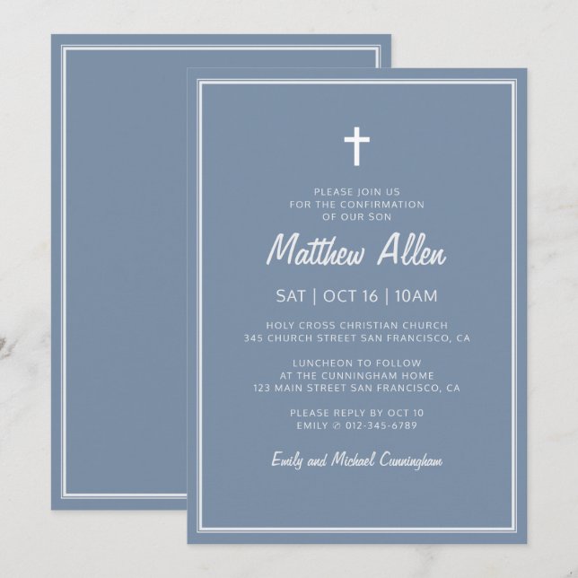 Bekräftelse för hans moderna enkla Ram Kor Inbjudningar (Fram/baksida)