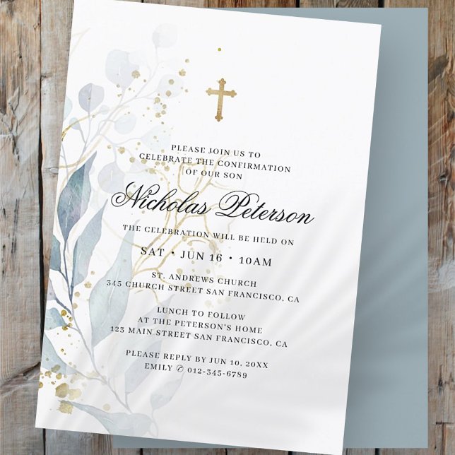 Bekräftelse för honom | Foliage Guld Kor Inbjudningar (Skapare uppladdad)