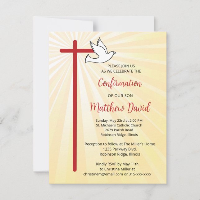 Bekräftelse för Son Kor Dove Guld Rays Inbjudningar (Framsida)