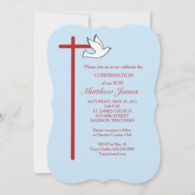 Bekräftelse för Son med Kor och Dove Blue Inbjudningar (Framsida)