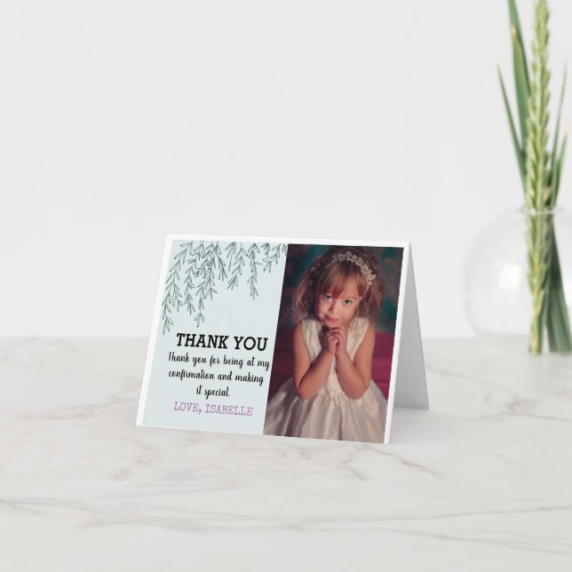 Bekräftelse Grey med personligt foto Tack Kort (Framsida)