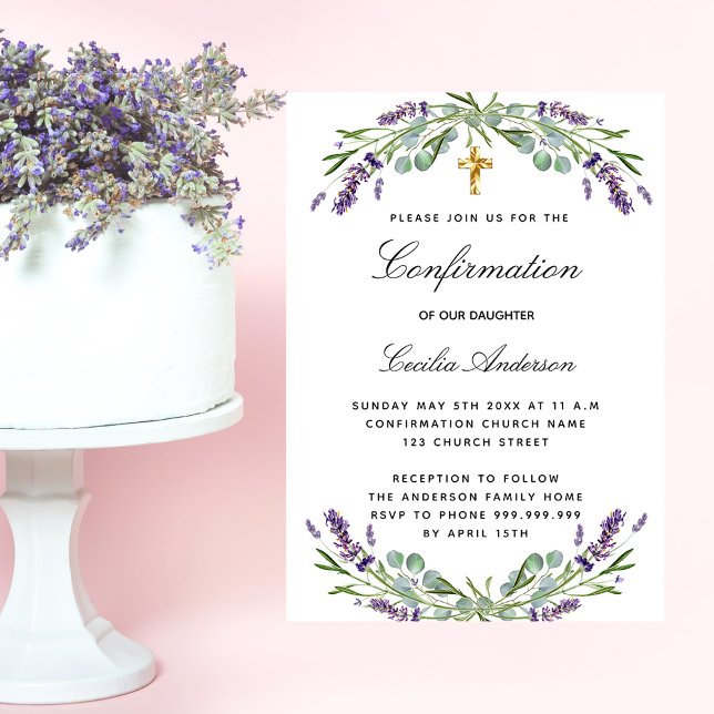 Bekräftelse lila eukalyptus violetta blommor inbjudningar (Skapare uppladdad)
