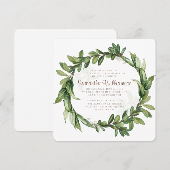 Bekräftelse Modern Grönt-påfyllning Inbjudningar (Fram/baksida)