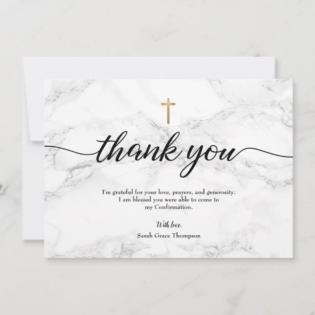 Bekräftelse Modern Marble Guld kor personalize Tack Kort (Framsida)