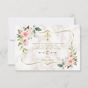 Bekräftelse på Blommigt i Guld Marble Girl Tack Kort