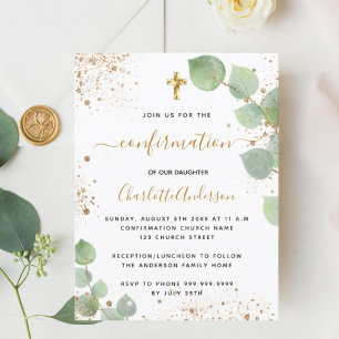 Bekräftelse på eucalyptus greenery guld glitter fl inbjudan vykort