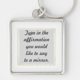 Bekräftelse på tangentkätting för spegel-design fyrkantig silverfärgad nyckelring