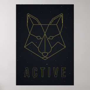 Bekräftelse poster aktiv gult origami fox