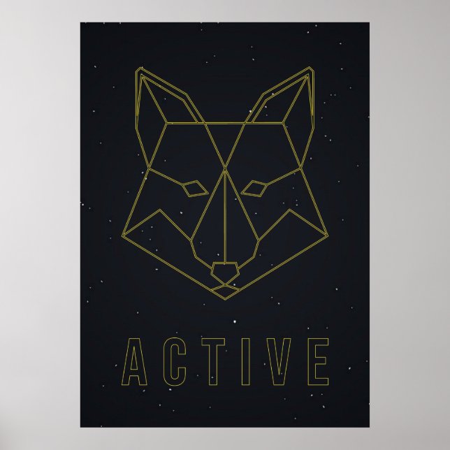 Bekräftelse poster aktiv gult origami fox (Framsidan)