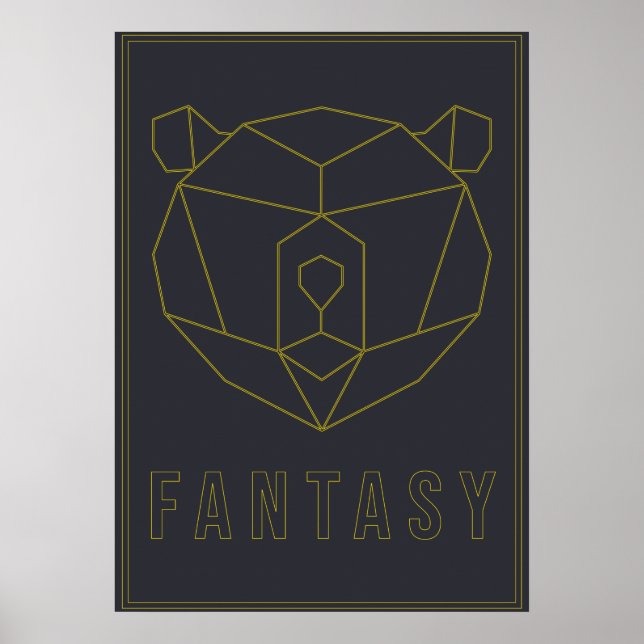 Bekräftelse poster gult origami-björnhuvud (Framsidan)