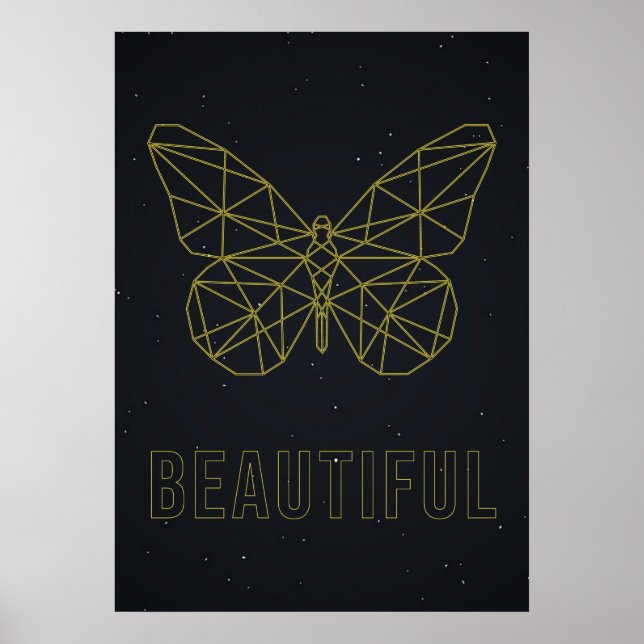 Bekräftelse poster gult origami butterfly skönhet (Framsidan)
