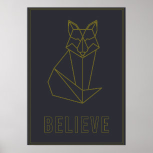 Bekräftelse poster gult origami fox tro