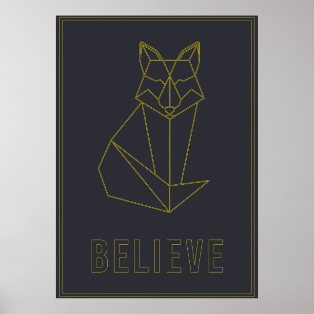 Bekräftelse poster gult origami fox tro (Framsidan)