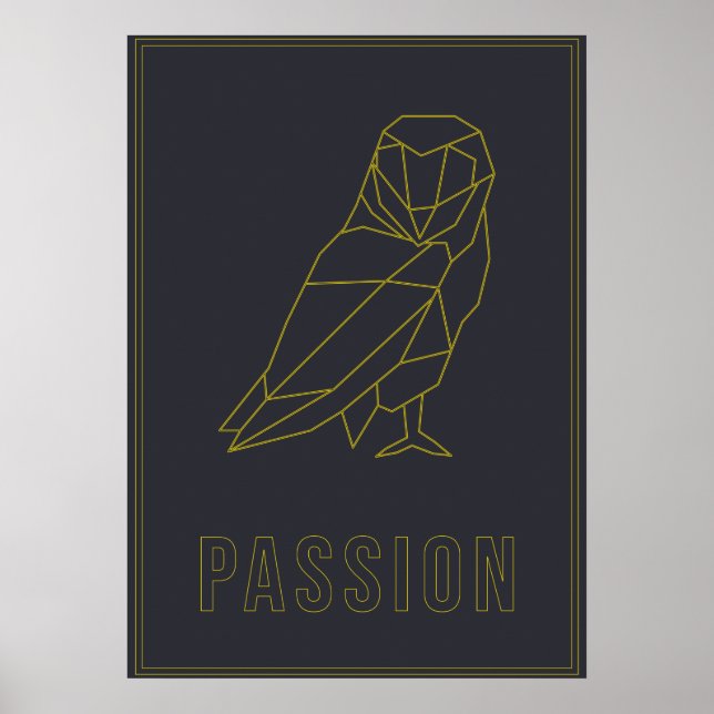Bekräftelse poster gult origami uggla passion (Framsidan)