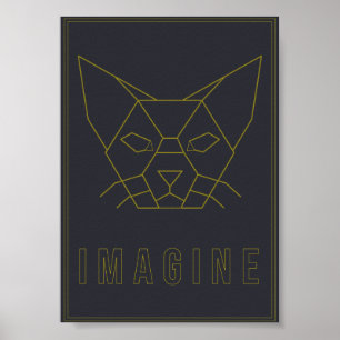 Bekräftelse poster med gult av origami-katt
