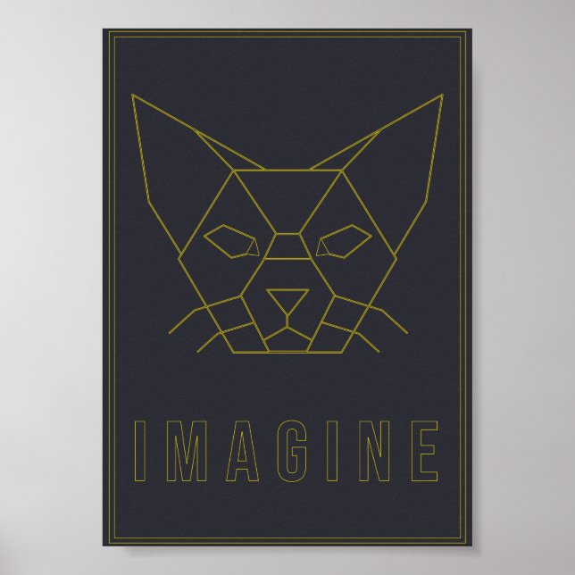 Bekräftelse poster med gult av origami-katt (Framsidan)