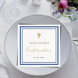 Bekräftelse royal blå vit namn-kille pappersservett