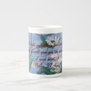 Bekräftelse/skriptpsalm 37:4 benporslin mugg
