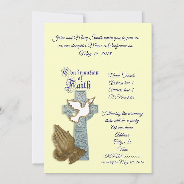 Bekräftelseinbjudan anpassningsbar färg inbjudningar (Framsida)