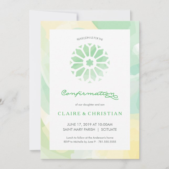 Bekräftelseinbjudan, flickor eller pojkar inbjudningar (Framsida)