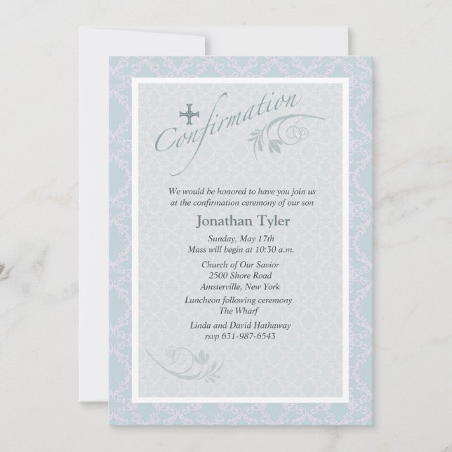 Bekräftelseinbjudan för Chantilly Religiösa Inbjudningar (Framsida)