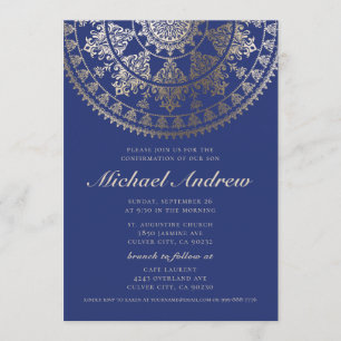 Bekräftelseinbjudan Gold Foil Mandala Inbjudningar
