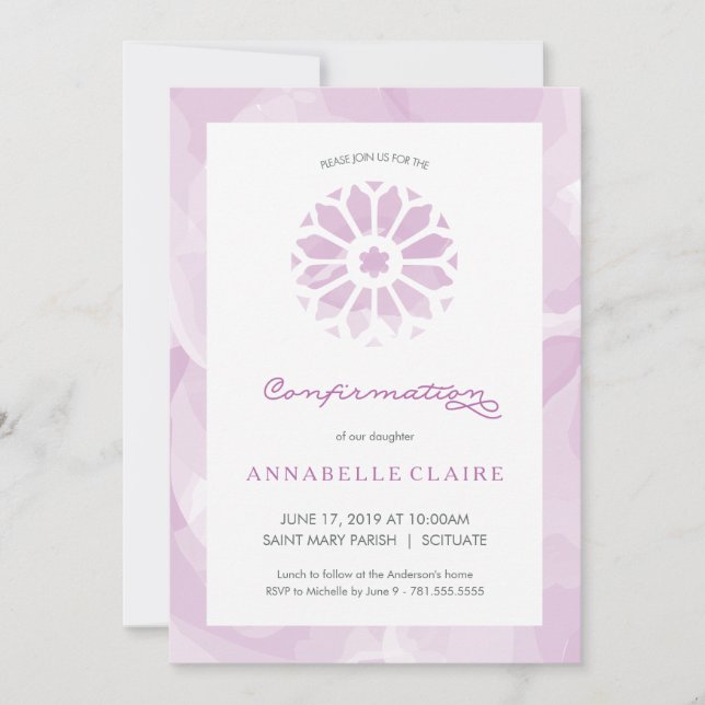 Bekräftelseinbjudan, religiös inbjudan för flickor (Framsida)