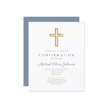 Bekräftelseinbjudan till budgetblått Kor-pojke