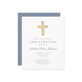 Bekräftelseinbjudan till budgetblått Kor-pojke