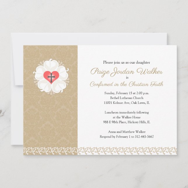 Bekräftelseinbjudan till Damask Lutheran Kor Inbjudningar (Framsida)