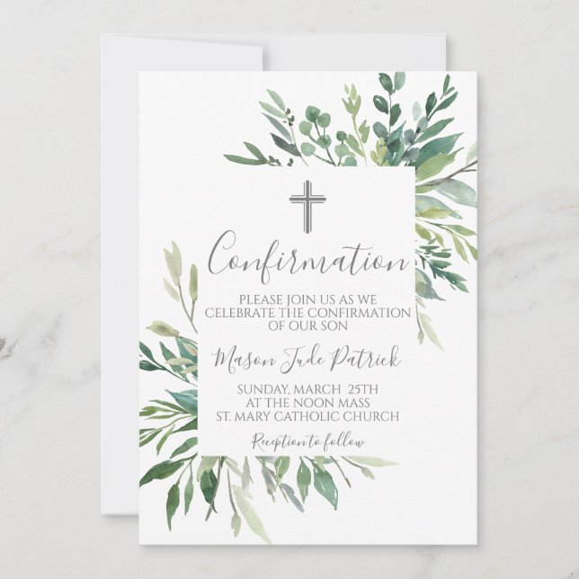 Bekräftelseinbjudan till Greenery Ram Inbjudningar (Framsida)