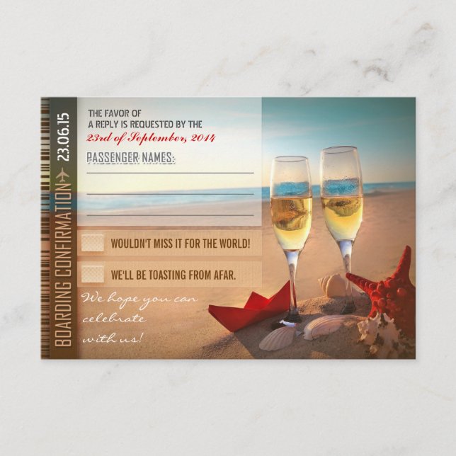 bekräftelsekort för bröllop - biljetter OSA kort (Framsida)