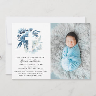 bekräftelsemeddelande för vackra blå blommigtar inbjudningar