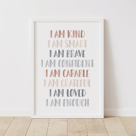 Bekräftelser för barn Boho Nursery-dekor Poster
